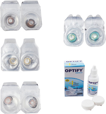 

Optify Combo Pack Monthly Color Contact Lens With Solution Monthly Contact Lens(0, Brown-Natural Grey-Grey-Green Turquoise, Pack of 4)