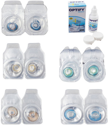 

Optify Combo Pack Monthly Color Contact Lens With Solution Monthly Contact Lens(0, Blue-Natural Grey-Gold-Green Turquoise-Blue Topaz, Pack of 5)