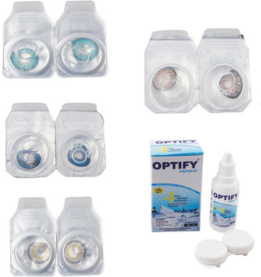 

Optify Combo Pack Monthly Color Contact Lens With Solution Monthly Contact Lens(0, Aqua-Blue-Natural Grey-Grey, Pack of 4)