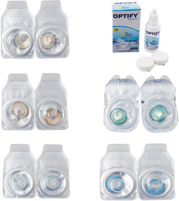 

Optify Combo Pack Monthly Color Contact Lens With Solution Monthly Contact Lens(0, Natural Grey-Gold-Sea Blue-Green Turquoise-Blue Topaz, Pack of 5)