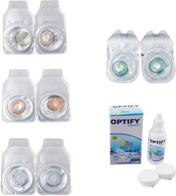 

Optify Combo Pack Monthly Color Contact Lens With Solution Monthly Contact Lens(0, Natural Grey-Honey-Sea Blue-Green Turquoise, Pack of 4)