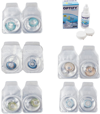 

Optify Combo Pack Monthly Color Contact Lens With Solution Monthly Contact Lens(0, Aqua-Blue-Green-Hazel-Sea Blue, Pack of 5)