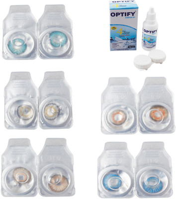 

Optify Combo Pack Monthly Color Contact Lens With Solution Monthly Contact Lens(0, Aqua-Natural Grey-Hazel-Honey-Blue Topaz, Pack of 5)