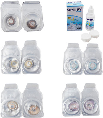 

Optify Combo Pack Monthly Color Contact Lens With Solution Monthly Contact Lens(0, Brown-Natural Grey-Hazel-Sea Blue-Violet, Pack of 5)