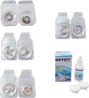 

Optify Combo Pack Monthly Color Contact Lens With Solution Monthly Contact Lens(0, Brown-Natural Grey-Hazel-Violet, Pack of 4)