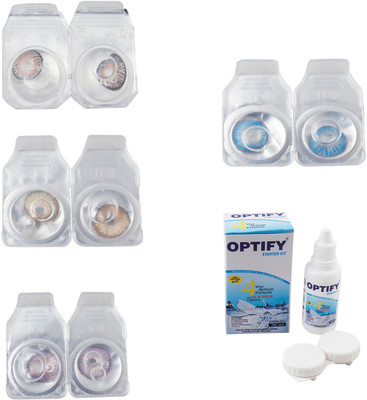 

Optify Combo Pack Monthly Color Contact Lens With Solution Monthly Contact Lens(0, Grey-Hazel-Violet-Blue Topaz, Pack of 4)