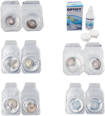 

Optify Combo Pack Monthly Color Contact Lens With Solution Monthly Contact Lens(0, Brown-Natural Grey-Gold-Grey-Sea Blue, Pack of 5)