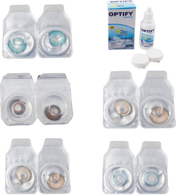 

Optify Combo Pack Monthly Color Contact Lens With Solution Monthly Contact Lens(0, Aqua-Brown-Gold-Hazel-Sea Blue, Pack of 5)