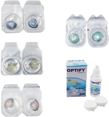 

Optify Combo Pack Monthly Color Contact Lens With Solution Monthly Contact Lens(0, Blue-Green-Grey-Green Turquoise, Pack of 4)
