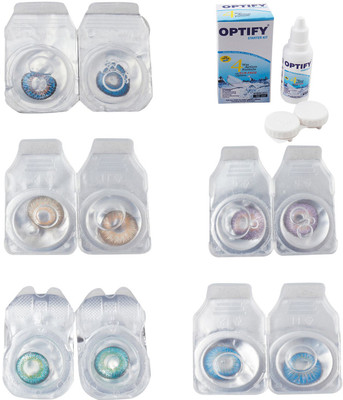 

Optify Combo Pack Monthly Color Contact Lens With Solution Monthly Contact Lens(0, Blue-Hazel-Green Turquoise-Violet-Blue Topaz, Pack of 5)