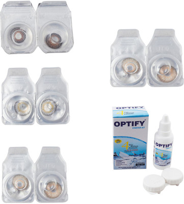 

Optify Combo Pack Monthly Color Contact Lens With Solution Monthly Contact Lens(0, Brown-Natural Grey-Gold-Hazel, Pack of 4)