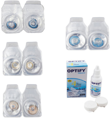 

Optify Combo Pack Monthly Color Contact Lens With Solution Monthly Contact Lens(0, Blue-Natural Grey-Gold-Blue Topaz, Pack of 4)