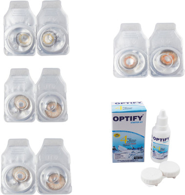 

Optify Combo Pack Monthly Color Contact Lens With Solution Monthly Contact Lens(0, Natural Grey-Gold-Hazel-Honey, Pack of 4)