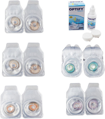 

Optify Combo Pack Monthly Color Contact Lens With Solution Monthly Contact Lens(0, Gold-Hazel-Honey-Green Turquoise-Violet, Pack of 5)