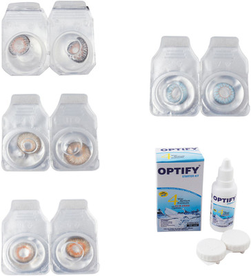 

Optify Combo Pack Monthly Color Contact Lens With Solution Monthly Contact Lens(0, Grey-Hazel-Honey-Sea Blue, Pack of 4)