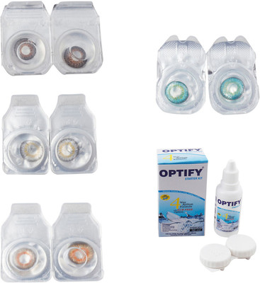 

Optify Combo Pack Monthly Color Contact Lens With Solution Monthly Contact Lens(0, Brown-Natural Grey-Honey-Green Turquoise, Pack of 4)