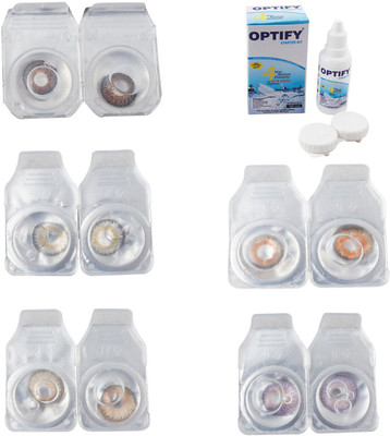 

Optify Combo Pack Monthly Color Contact Lens With Solution Monthly Contact Lens(0, Brown-Natural Grey-Gold-Honey-Violet, Pack of 5)