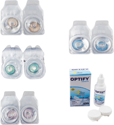 

Optify Combo Pack Monthly Color Contact Lens With Solution Monthly Contact Lens(0, Hazel-Green Turquoise-Violet-Blue Topaz, Pack of 4)