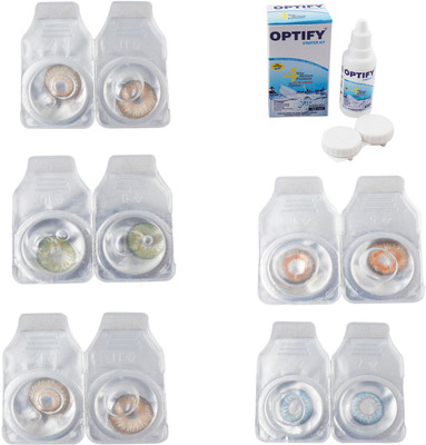 

Optify Combo Pack Monthly Color Contact Lens With Solution Monthly Contact Lens(0, Gold-Green-Hazel-Honey-Sea Blue, Pack of 5)