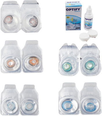 

Optify Combo Pack Monthly Color Contact Lens With Solution Monthly Contact Lens(0, Grey-Honey-Sea Blue-Green Turquoise-Blue Topaz, Pack of 5)