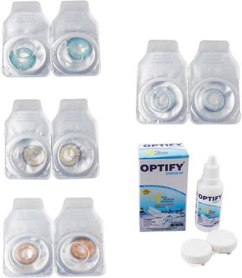 

Optify Combo Pack Monthly Color Contact Lens With Solution Monthly Contact Lens(0, Aqua-Natural Grey-Honey-Sea Blue, Pack of 4)