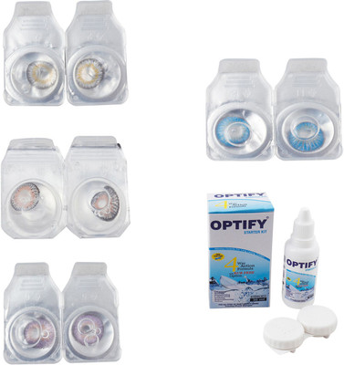 

Optify Combo Pack Monthly Color Contact Lens With Solution Monthly Contact Lens(0, Natural Grey-Grey-Violet-Blue Topaz, Pack of 4)