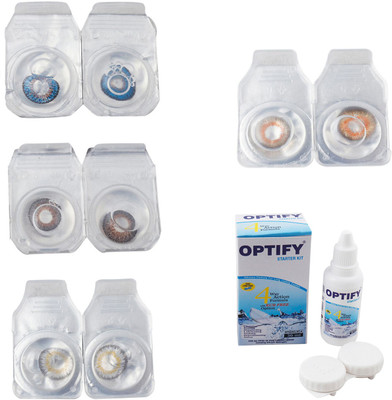 

Optify Combo Pack Monthly Color Contact Lens With Solution Monthly Contact Lens(0, Blue-Brown-Natural Grey-Honey, Pack of 4)