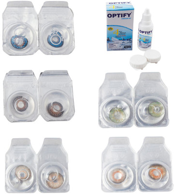 

Optify Combo Pack Monthly Color Contact Lens With Solution Monthly Contact Lens(0, Blue-Brown-Gold-Green-Honey, Pack of 5)
