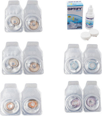 

Optify Combo Pack Monthly Color Contact Lens With Solution Monthly Contact Lens(0, Gold-Hazel-Honey-Sea Blue-Violet, Pack of 5)