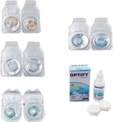

Optify Combo Pack Monthly Color Contact Lens With Solution Monthly Contact Lens(0, Gold-Sea Blue-Green Turquoise-Blue Topaz, Pack of 4)