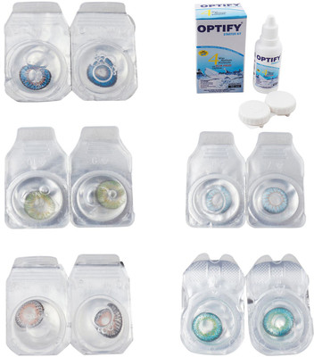 

Optify Combo Pack Monthly Color Contact Lens With Solution Monthly Contact Lens(0, Blue-Green-Grey-Sea Blue-Green Turquoise, Pack of 5)