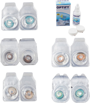 

Optify Combo Pack Monthly Color Contact Lens With Solution Monthly Contact Lens(0, Aqua-Brown-Gold-Honey-Green Turquoise, Pack of 5)