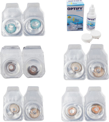 

Optify Combo Pack Monthly Color Contact Lens With Solution Monthly Contact Lens(0, Aqua-Brown-Gold-Hazel-Honey, Pack of 5)