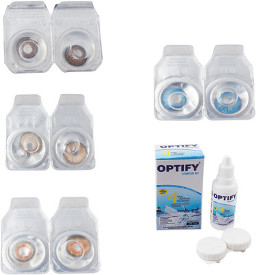 

Optify Combo Pack Monthly Color Contact Lens With Solution Monthly Contact Lens(0, Brown-Gold-Honey-Blue Topaz, Pack of 4)