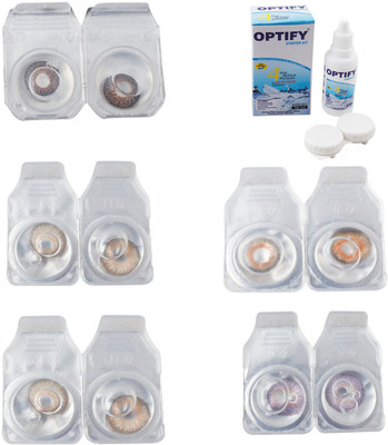 

Optify Combo Pack Monthly Color Contact Lens With Solution Monthly Contact Lens(0, Brown-Gold-Hazel-Honey-Violet, Pack of 5)