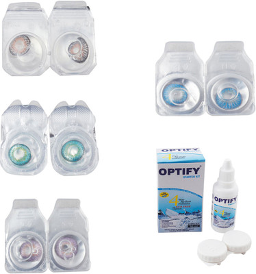 

Optify Combo Pack Monthly Color Contact Lens With Solution Monthly Contact Lens(0, Grey-Green Turquoise-Violet-Blue Topaz, Pack of 4)