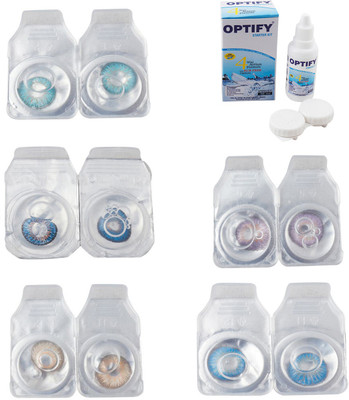 

Optify Combo Pack Monthly Color Contact Lens With Solution Monthly Contact Lens(0, Aqua-Blue-Gold-Violet-Blue Topaz, Pack of 5)