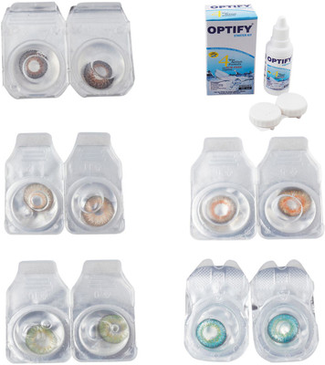 

Optify Combo Pack Monthly Color Contact Lens With Solution Monthly Contact Lens(0, Brown-Gold-Green-Honey-Green Turquoise, Pack of 5)