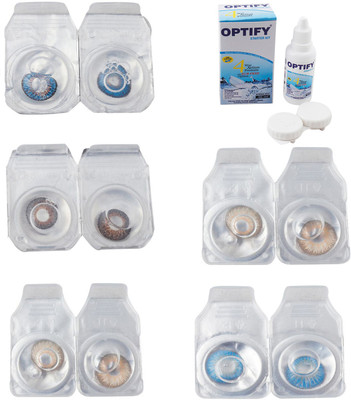 

Optify Combo Pack Monthly Color Contact Lens With Solution Monthly Contact Lens(0, Blue-Brown-Gold-Hazel-Blue Topaz, Pack of 5)