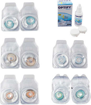 

Optify Combo Pack Monthly Color Contact Lens With Solution Monthly Contact Lens(0, Aqua-Hazel-Honey-Sea Blue-Green Turquoise, Pack of 5)