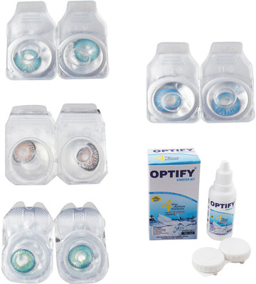 

Optify Combo Pack Monthly Color Contact Lens With Solution Monthly Contact Lens(0, Aqua-Grey-Green Turquoise-Blue Topaz, Pack of 4)