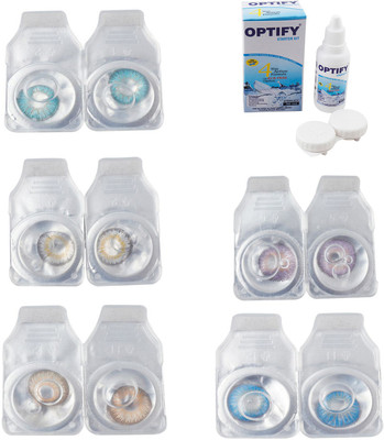 

Optify Combo Pack Monthly Color Contact Lens With Solution Monthly Contact Lens(0, Aqua-Natural Grey-Hazel-Violet-Blue Topaz, Pack of 5)