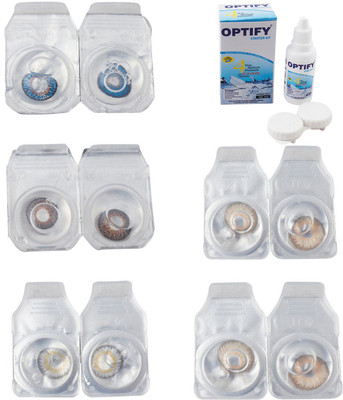 

Optify Combo Pack Monthly Color Contact Lens With Solution Monthly Contact Lens(0, Blue-Brown-Natural Grey-Gold-Hazel, Pack of 5)