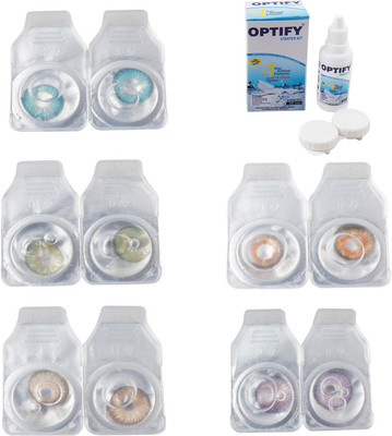 

Optify Combo Pack Monthly Color Contact Lens With Solution Monthly Contact Lens(0, Aqua-Green-Hazel-Honey-Violet, Pack of 5)