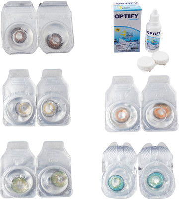 

Optify Combo Pack Monthly Color Contact Lens With Solution Monthly Contact Lens(0, Brown-Natural Grey-Green-Honey-Green Turquoise, Pack of 5)
