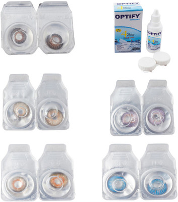 

Optify Combo Pack Monthly Color Contact Lens With Solution Monthly Contact Lens(0, Brown-Gold-Honey-Violet-Blue Topaz, Pack of 5)