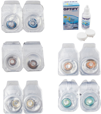 

Optify Combo Pack Monthly Color Contact Lens With Solution Monthly Contact Lens(0, Blue-Brown-Natural Grey-Honey-Green Turquoise, Pack of 5)