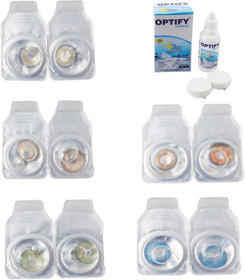 

Optify Combo Pack Monthly Color Contact Lens With Solution Monthly Contact Lens(0, Natural Grey-Gold-Green-Honey-Blue Topaz, Pack of 5)