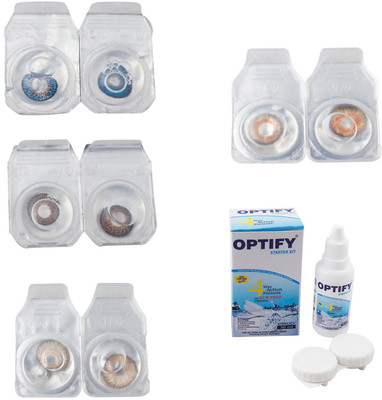 

Optify Combo Pack Monthly Color Contact Lens With Solution Monthly Contact Lens(0, Blue-Brown-Gold-Honey, Pack of 4)