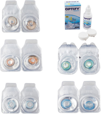 

Optify Combo Pack Monthly Color Contact Lens With Solution Monthly Contact Lens(0, Gold-Honey-Sea Blue-Green Turquoise-Blue Topaz, Pack of 5)